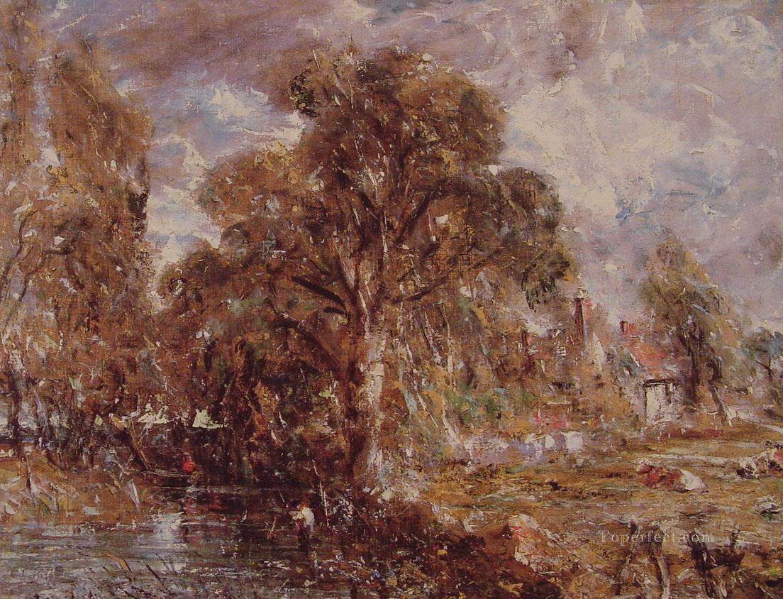 Escena en un río2 Romántico John Constable Pintura al óleo